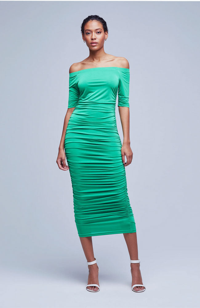 Sequoia Off Shoulder Rouched Dress