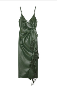Carlee Vegan Lerather Midi Dress