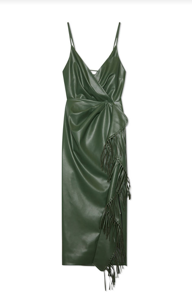 Carlee Vegan Lerather Midi Dress
