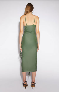 Carlee Vegan Lerather Midi Dress
