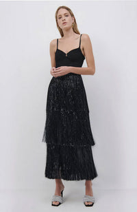 Hamila Tinsel Fringe Bustier Midi Dress