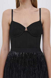 Hamila Tinsel Fringe Bustier Midi Dress