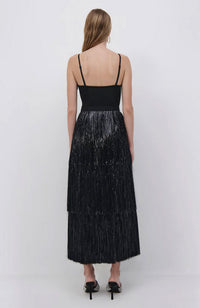 Hamila Tinsel Fringe Bustier Midi Dress