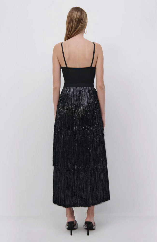 Hamila Tinsel Fringe Bustier Midi Dress