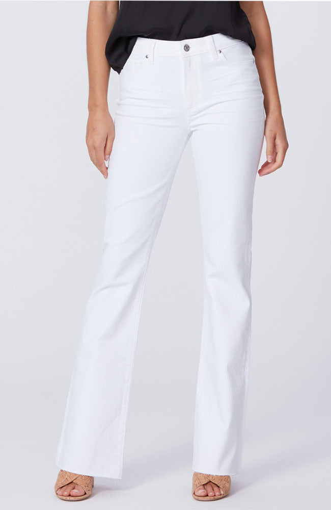 High Rise Laurel Canyon Jean 32" with Raw Hem in Crisp White