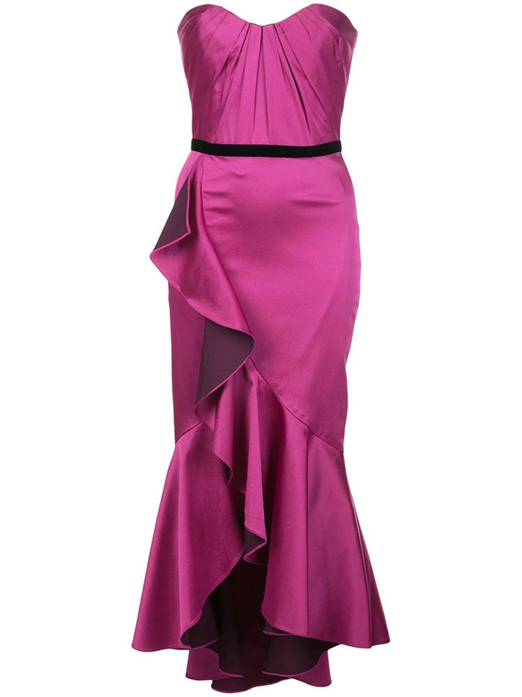 Strapless Cocktail Dress in Fuschia