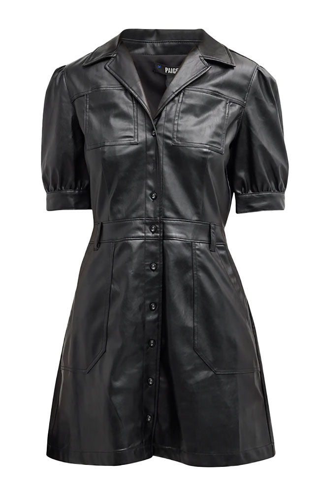 Mayslie Vegan Leather Dress in Black
