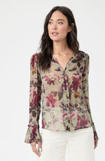Palma Blouse Olive Raspberry