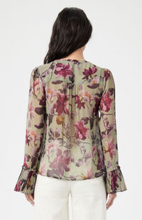 Palma Blouse Olive Raspberry