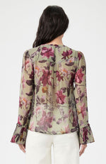 Palma Blouse Olive Raspberry