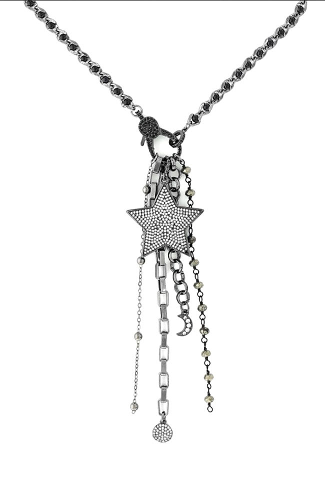 Star Moon and Circle Necklace