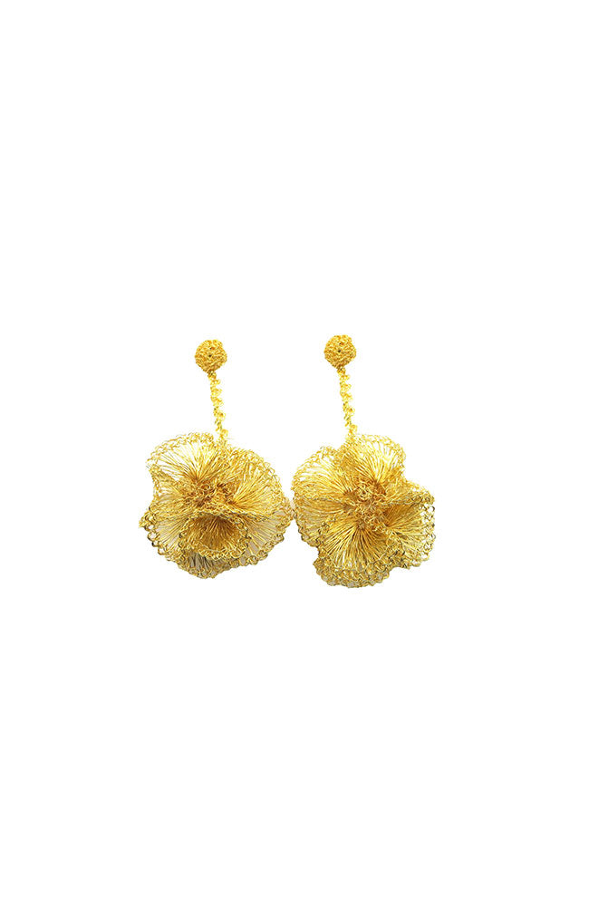 Gold Ruffle Ball Earring