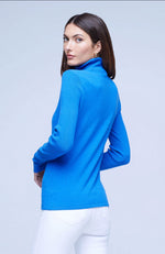 Odette Button Sleeve Turtleneck Deep Sky Blue