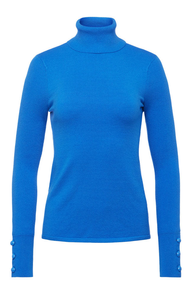Odette Button Sleeve Turtleneck Deep Sky Blue