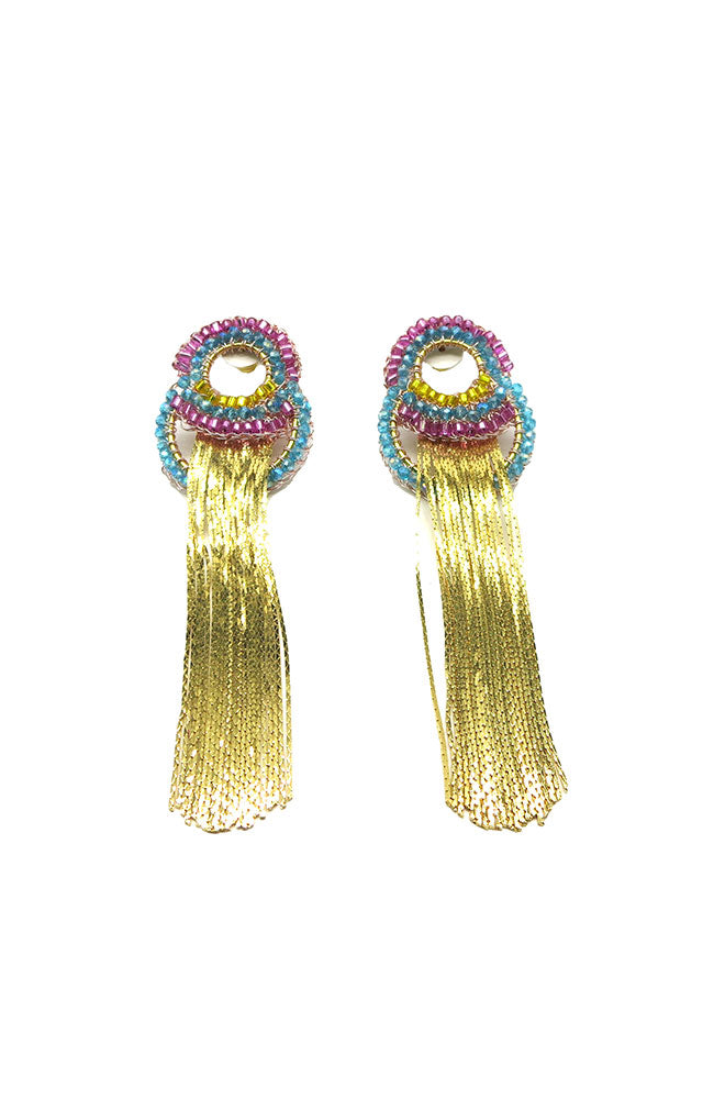 Gold Fringe Bead Earring