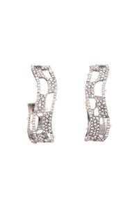 Silver Pave Checkerboard Hoop