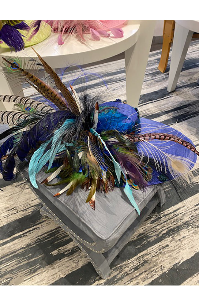 Violet Blue Hat w/Feathers