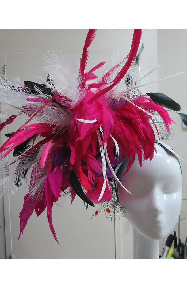 Heavenly Blue Fascinator Fuschia