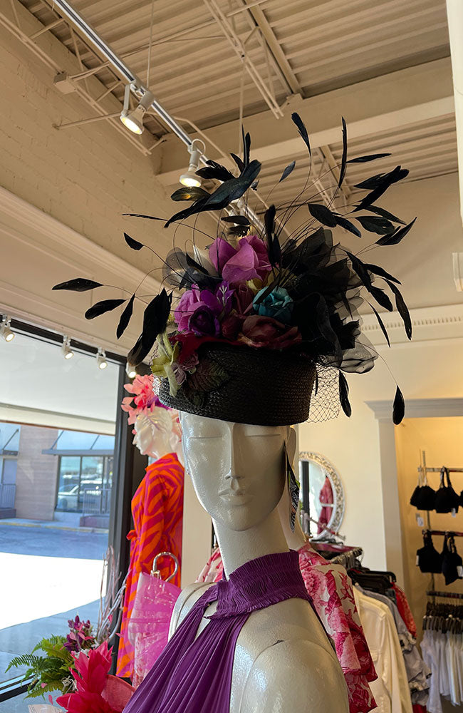 Natalie Black Hat Purple Black Mix