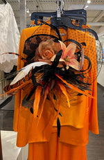 Selective Black Net with Orange Flowers