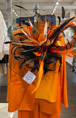 Selective Black Net with Orange Flowers