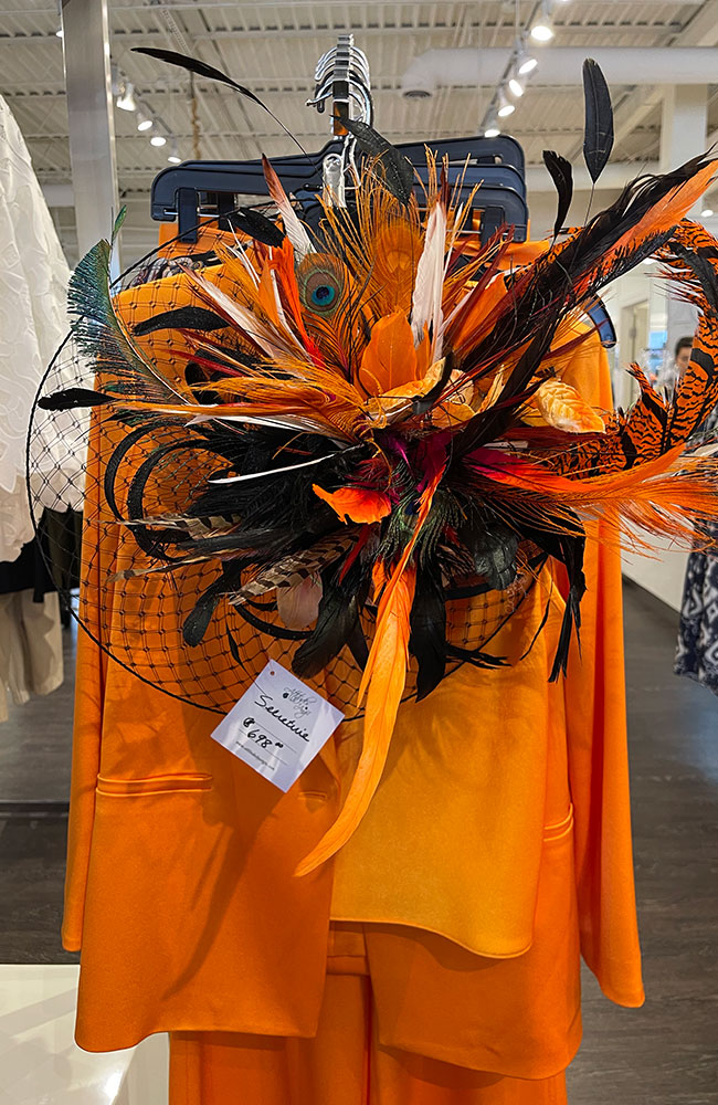 Selective Black Net with Orange Flowers