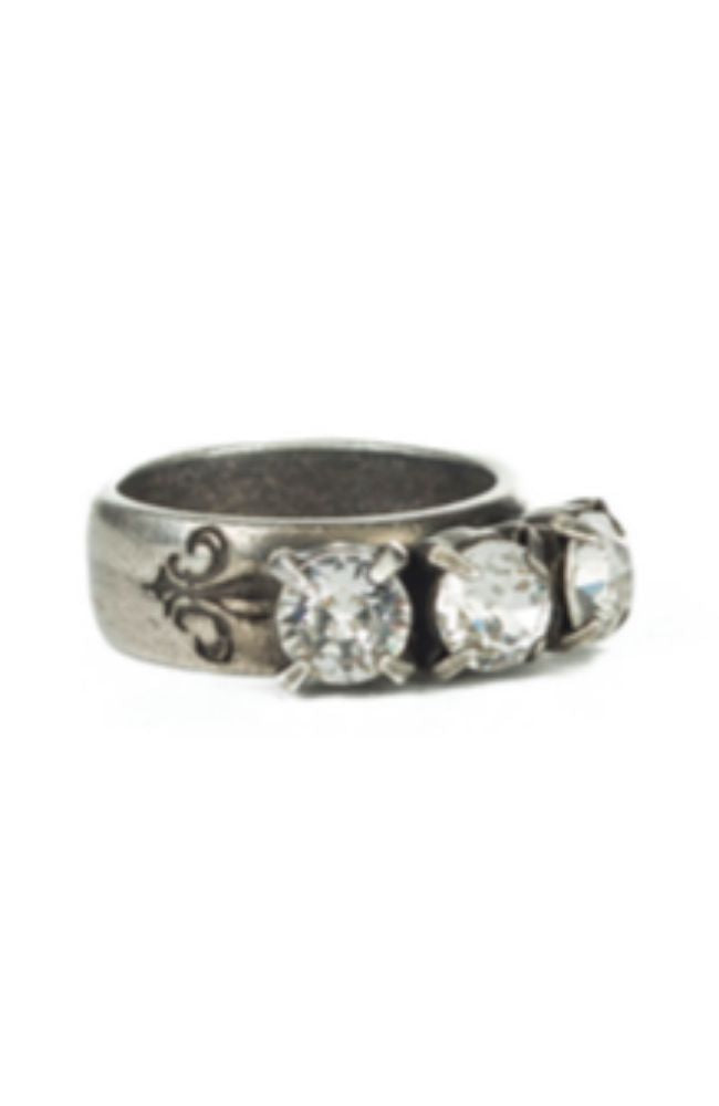 Triple Silver Swarovski Crystal Band Size 7