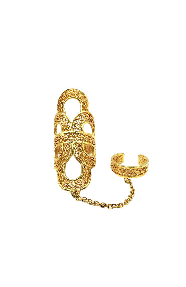 Filigree 24k GP Ring Chain