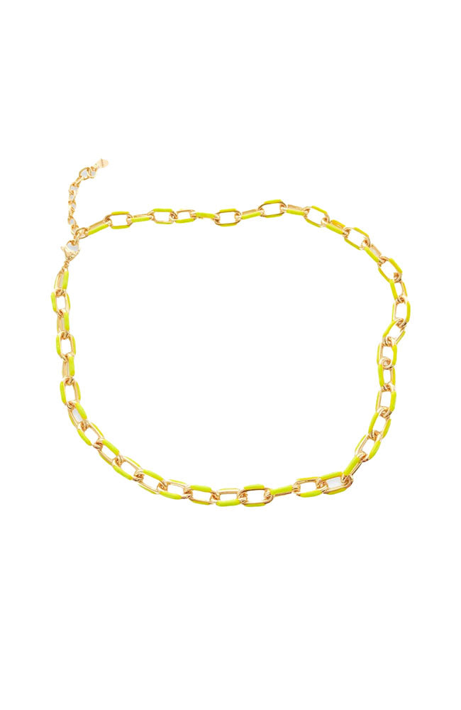 Yellow Enamel Paperclip Necklace