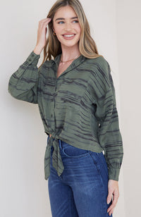 Laurel Tie Up Pocket Button Down Shirt