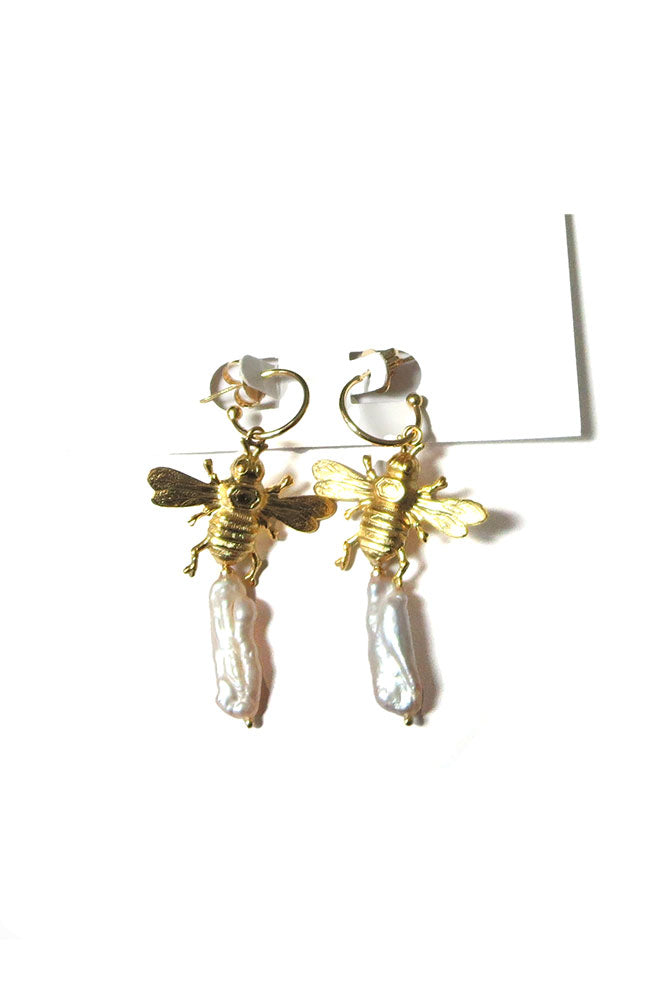 Bee Pearl Hoops