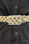 B Roger 2.5" Belt with Gold Pyramids