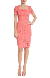 Laser Cut Square Neck Dress