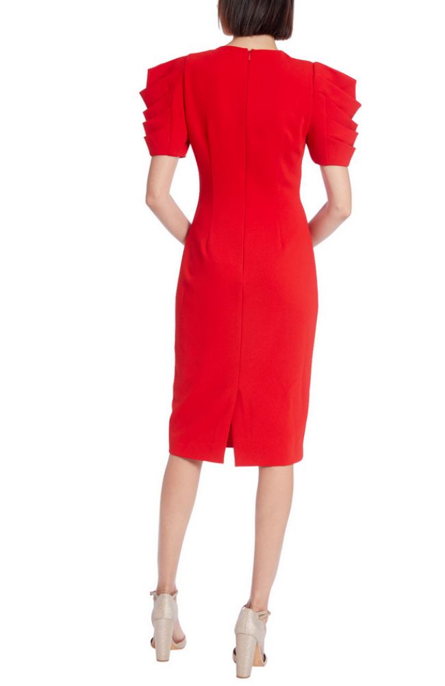 Pleated Drape Sleeve Dress