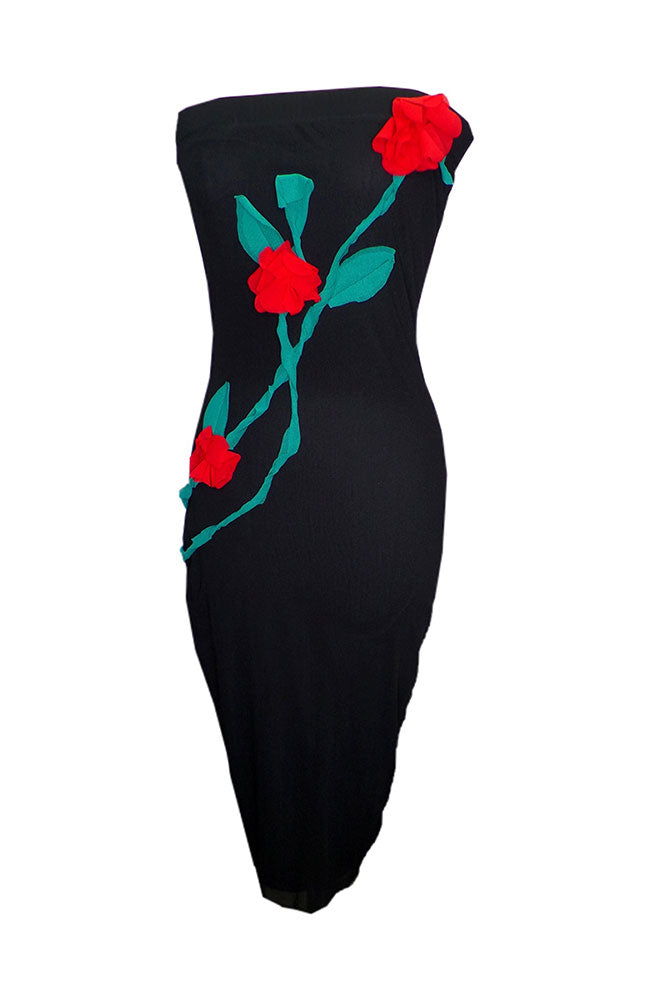 Strapless Dress with Flowers