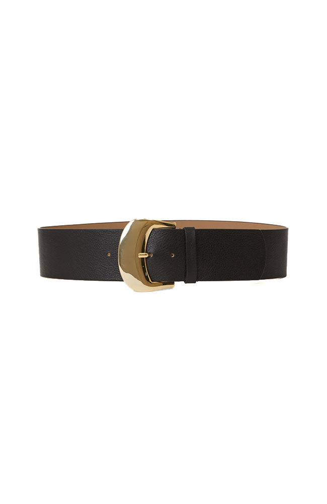 Talia Wide Black Belt Gold Buckle