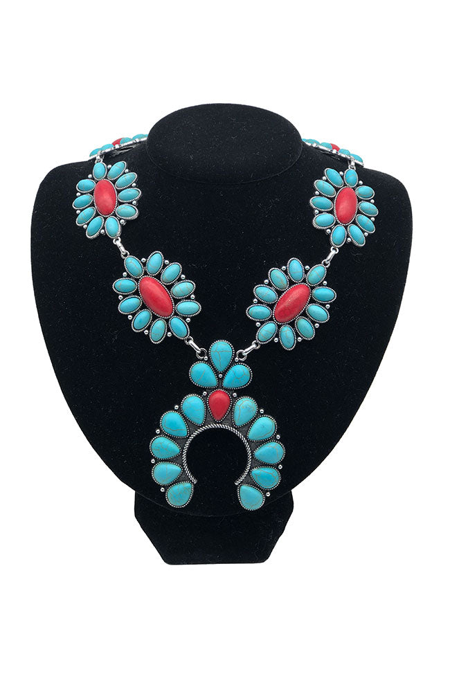 Turquoise Necklace Horseshoe Pendant
