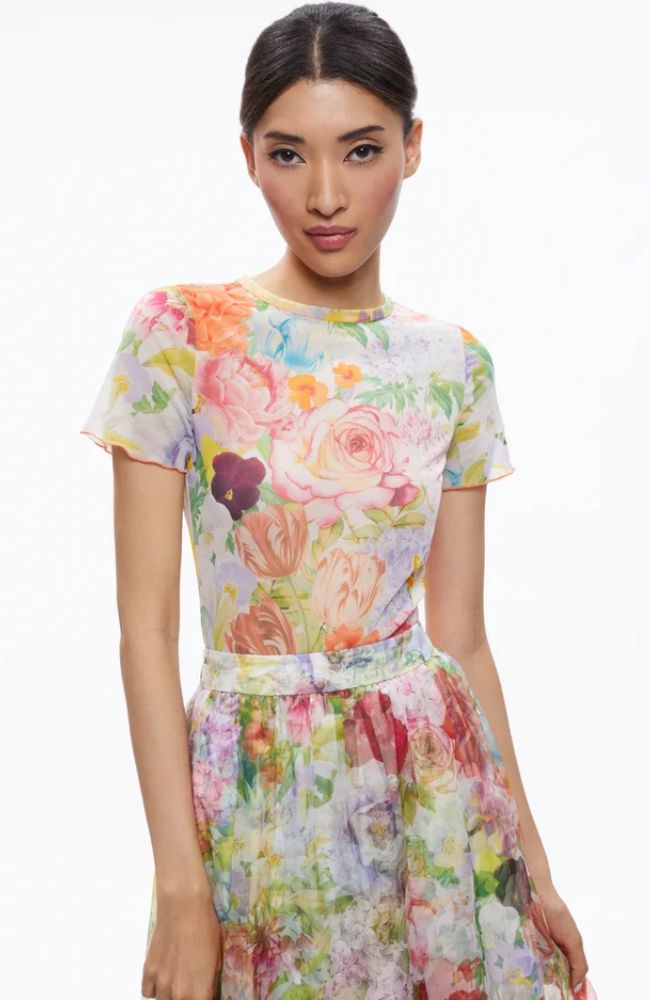 Delaina Short Sleeve Lettuce Edge Crop Top