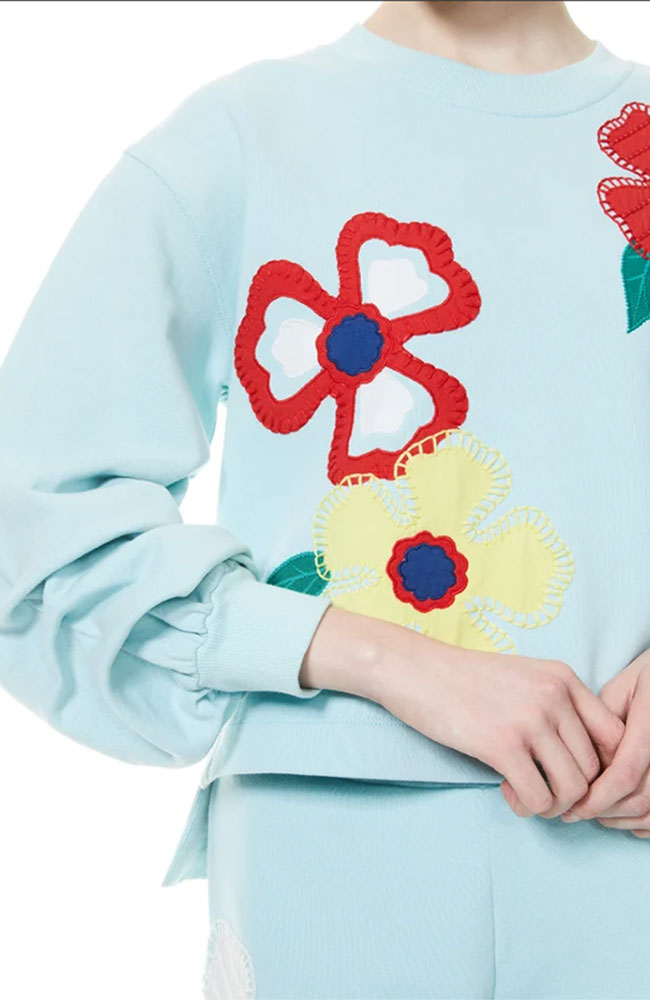 Gaia Embroidered Blouson Sleeve Sweatshirt