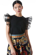 Garner Boxy Tee with Organza Sleeve