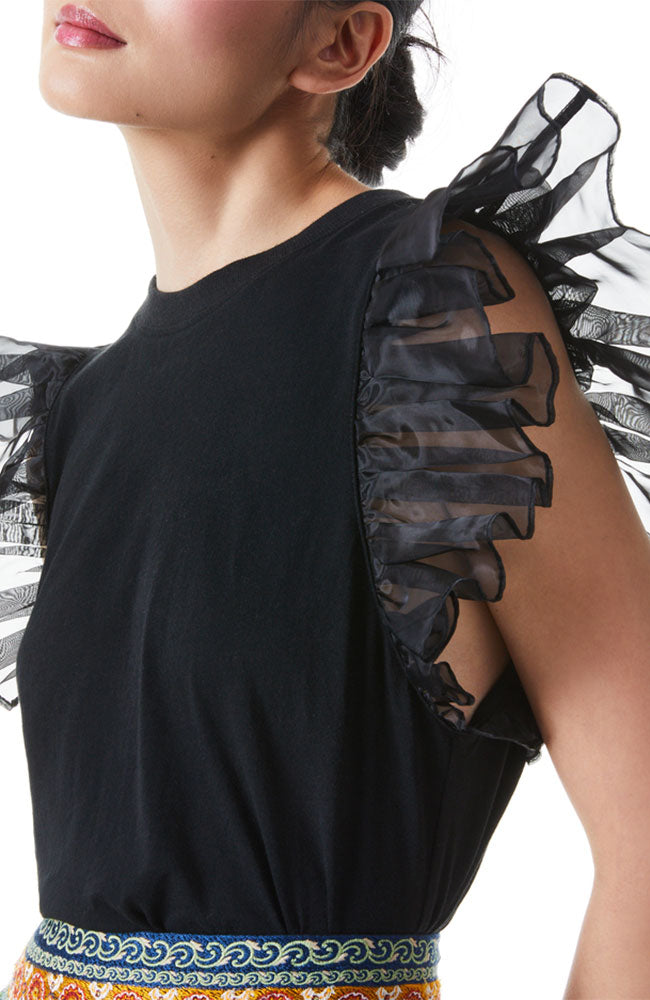 Garner Boxy Tee with Organza Sleeve
