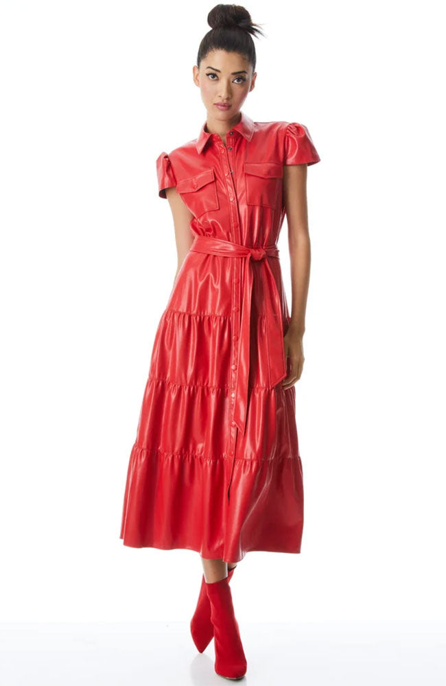 Miranda Short Sleeve Vegan Leather Dress