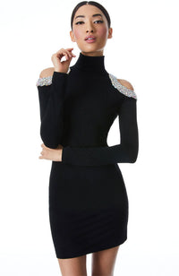 Delora Embellished Shoulder Mini Dress