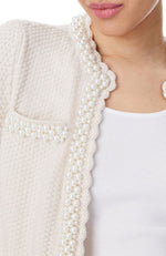 Noella Knit Jacket Faux Pearls