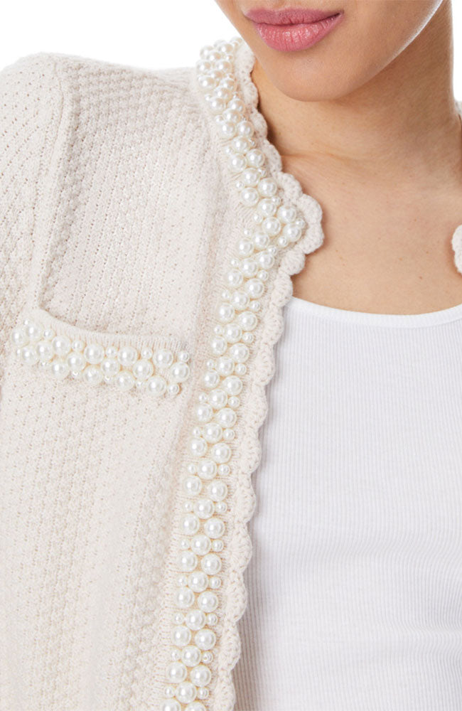 Noella Knit Jacket Faux Pearls