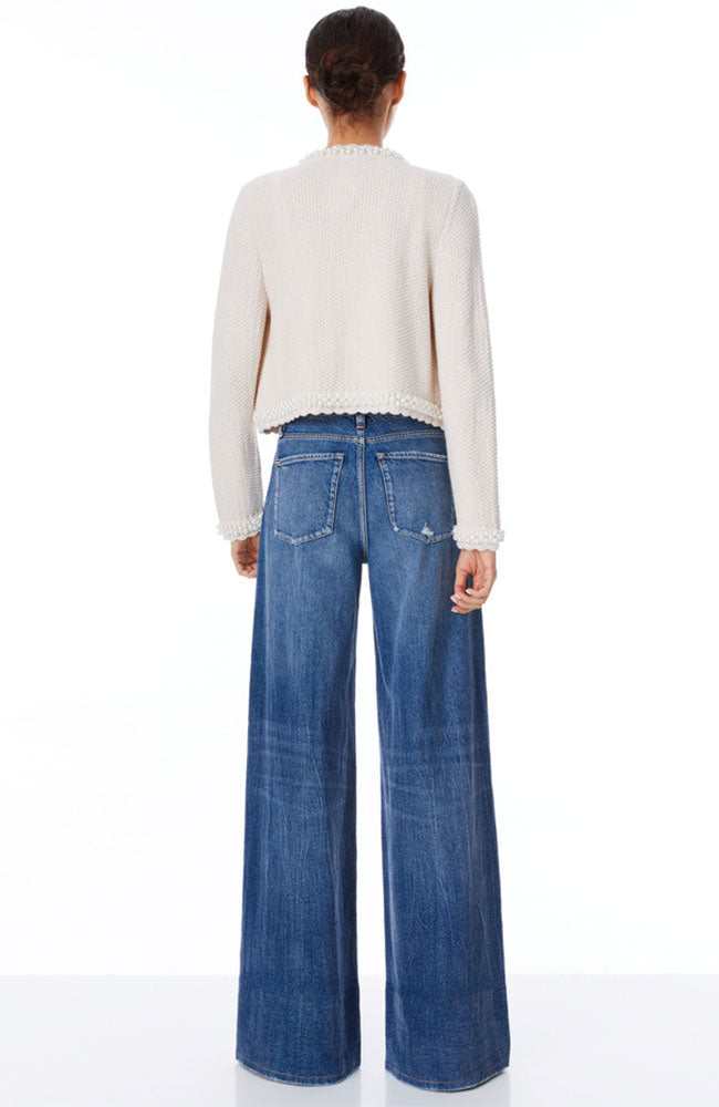 Noella Knit Jacket Faux Pearls