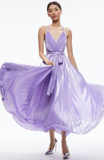 Arista Crossback Pleated Maxi Dress