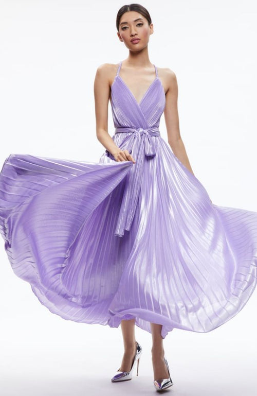 Arista Crossback Pleated Maxi Dress
