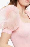 Abella Short Sleeve Puff Sleve Square Neck Top
