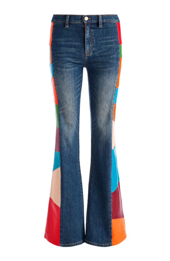 Beautiful Vegan Leather Trim Jean